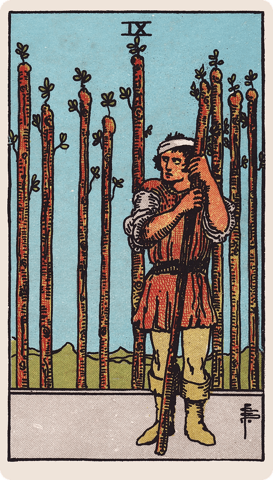 The Nine of Wands tarot card