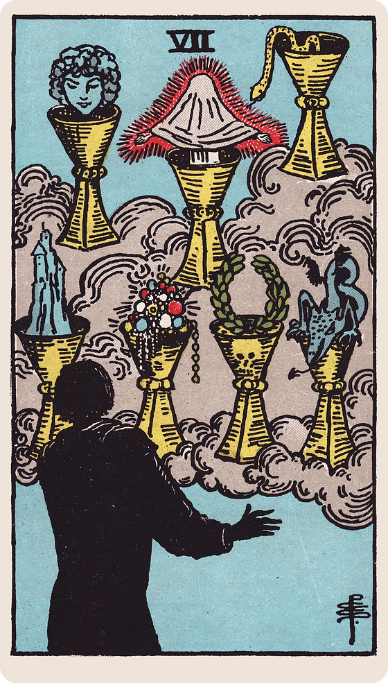 The Seven of Cups tarot card