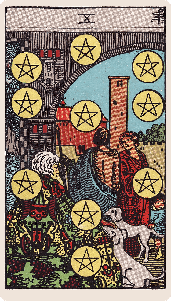 The Ten of Pentacles tarot card