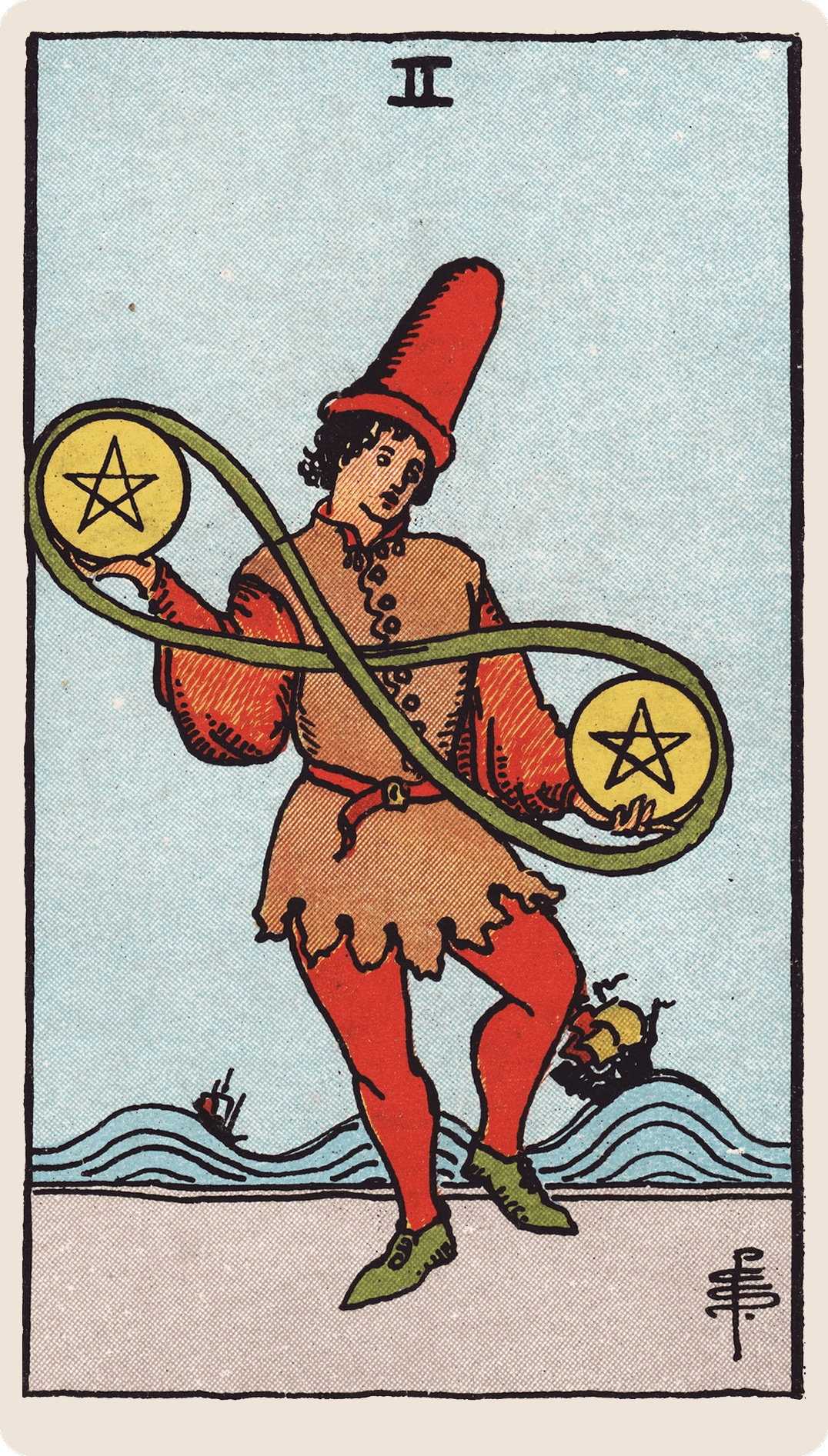 The Two of Pentacles tarot card
