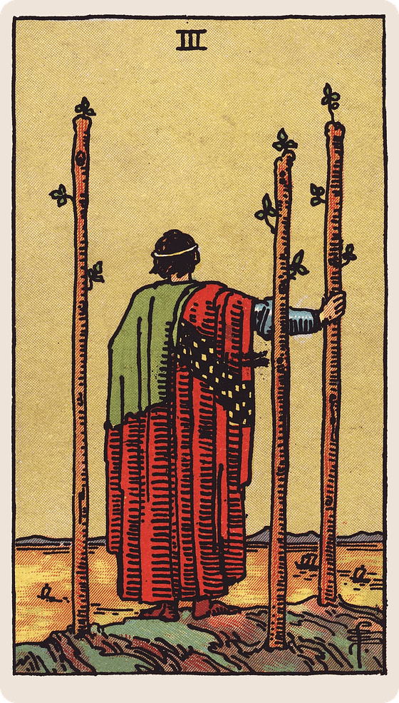The Three of Wands tarot card