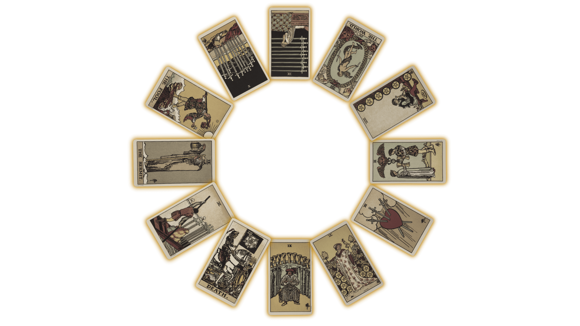 Twelve Tarot Cards in a Circle Tarot Spread