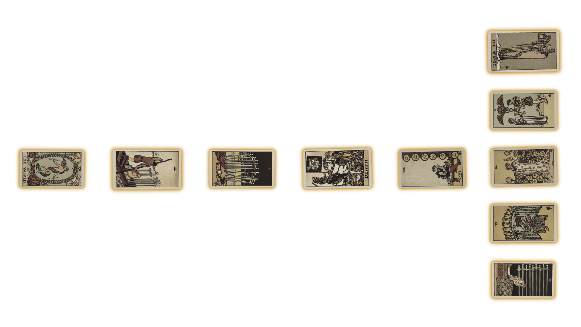 Ten Tarot Cards in an Inverted T Shape