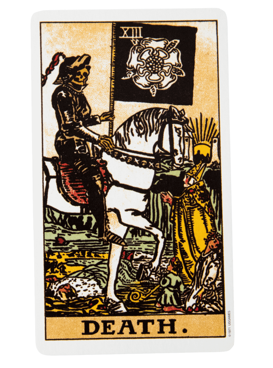 Death tarot card from the Rider-Waite-Smith tarot deck.