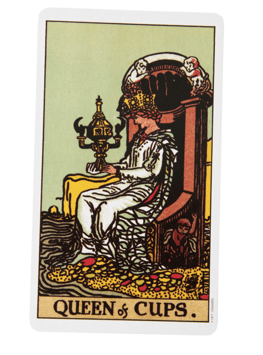 Queen of Cups tarot card from the Rider-Waite-Smith tarot deck.