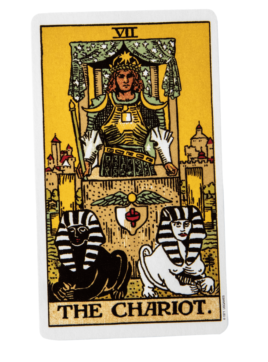 The Chariot tarot card from the Rider-Waite-Smith tarot deck.