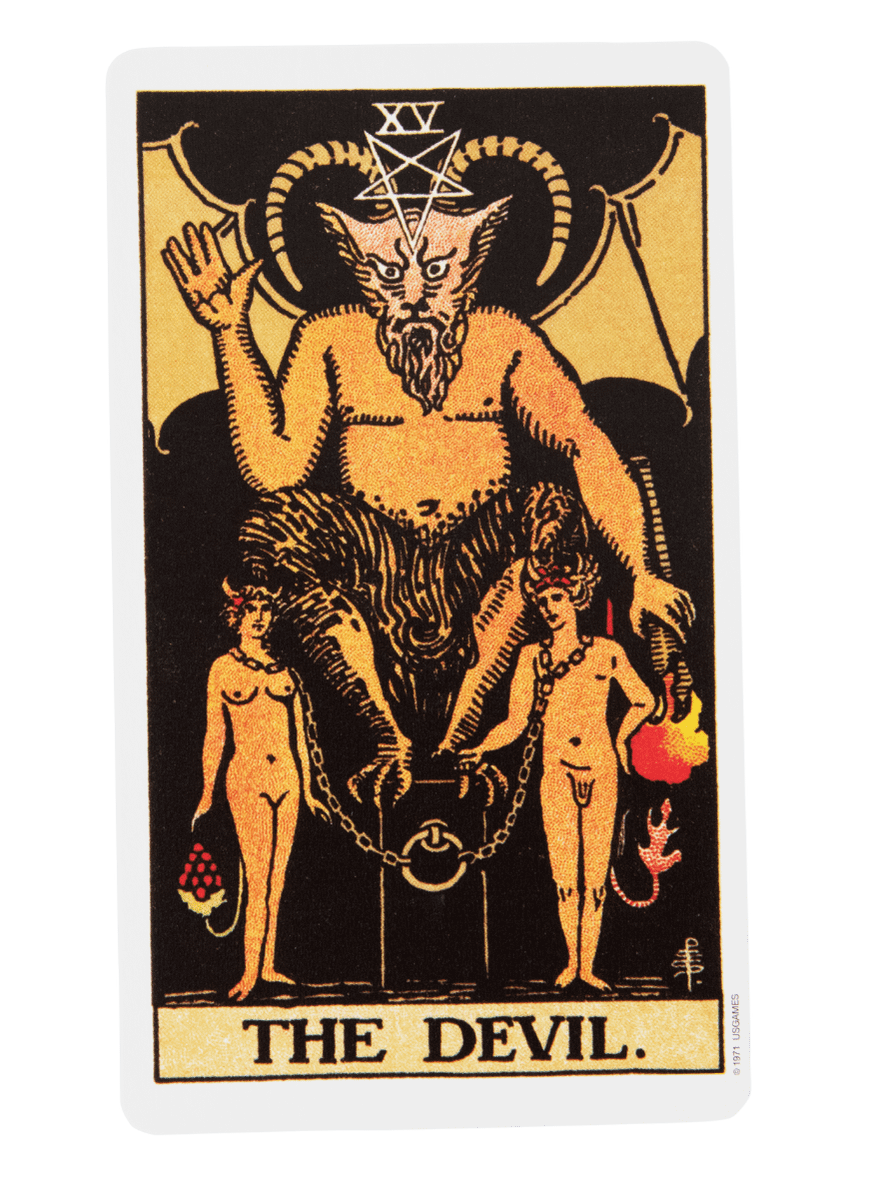 The Devil tarot card from the Rider-Waite-Smith tarot deck.