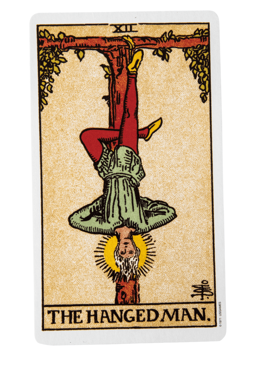 The Hanged Man, or The Hanged One tarot card from the Rider-Waite-Smith tarot deck.