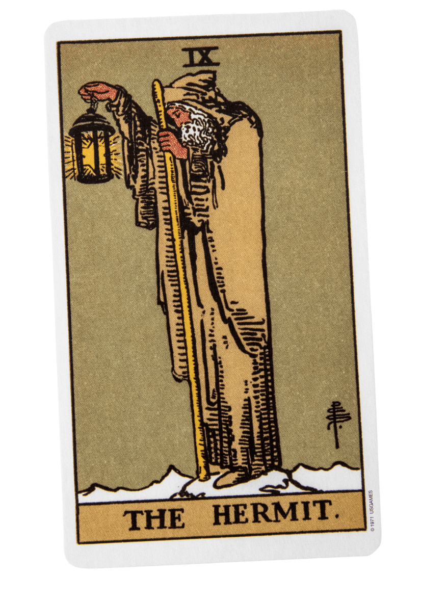 The Hermit tarot card from the Rider-Waite-Smith tarot deck.