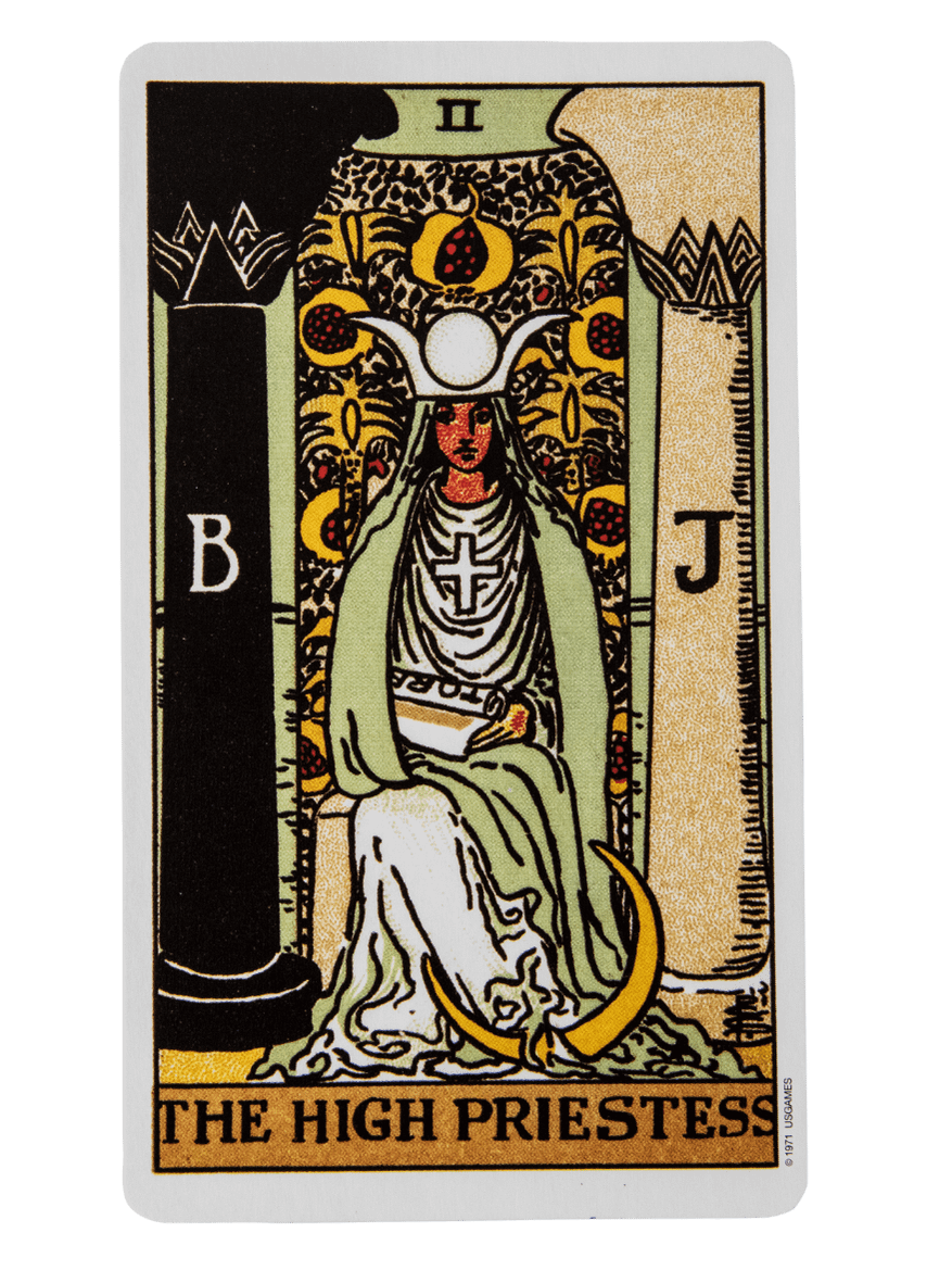 The High Priestess tarot card from the Rider-Waite-Smith tarot deck.