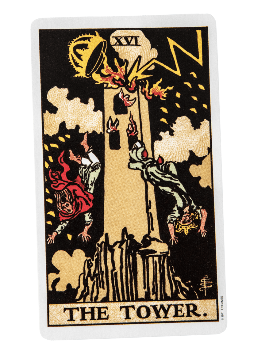 The Tower tarot card from the Rider-Waite-Smith tarot deck.