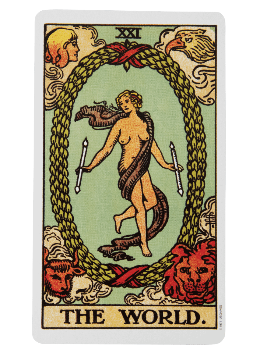 The World tarot card from the Rider-Waite-Smith tarot deck.