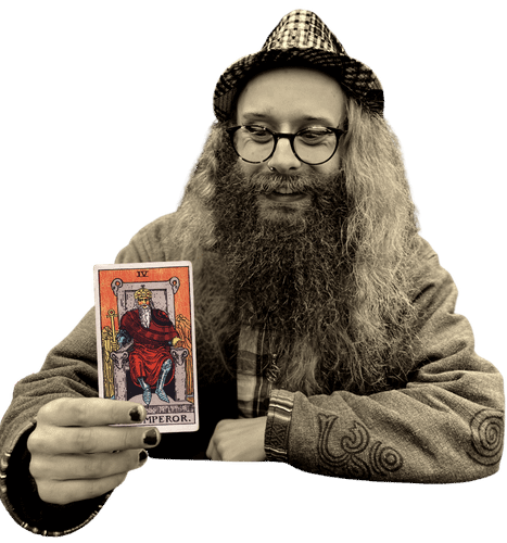 Gord holding the Emperor card