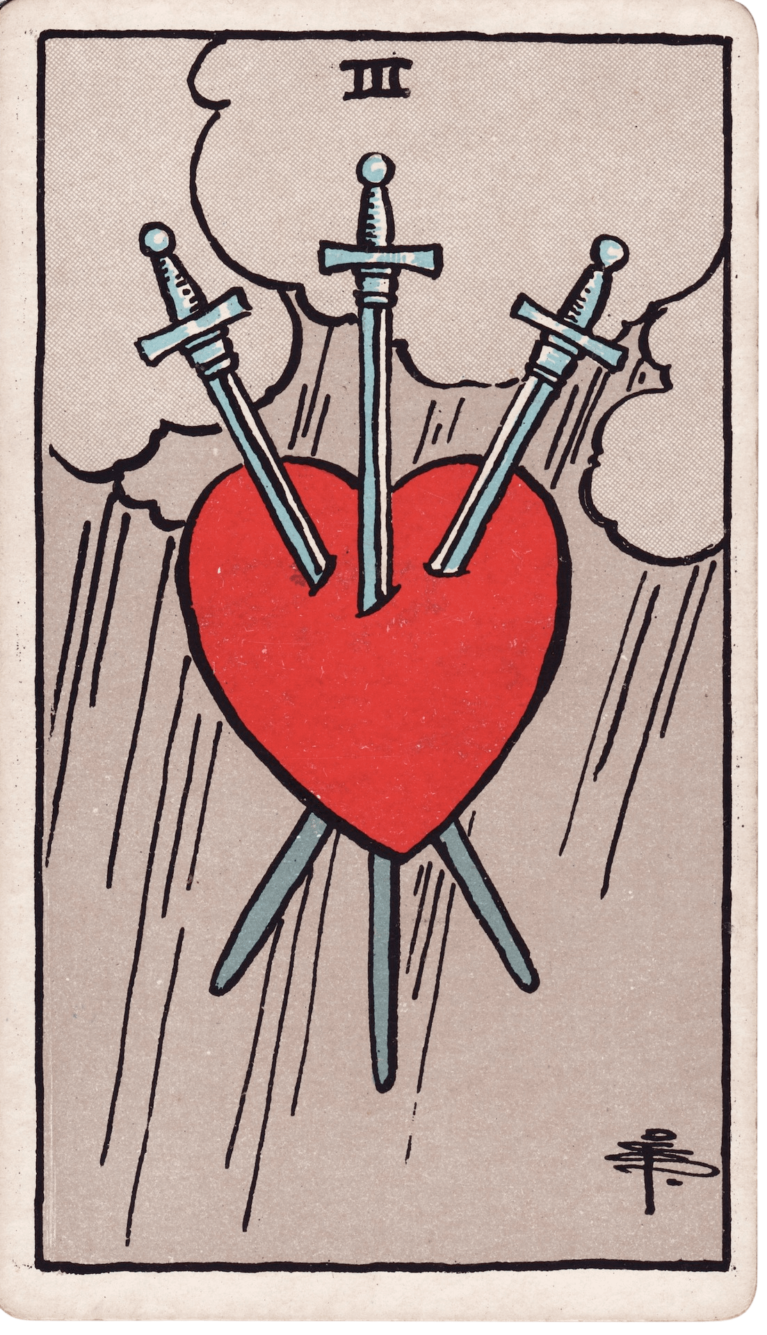 The Three of Swords tarot card
